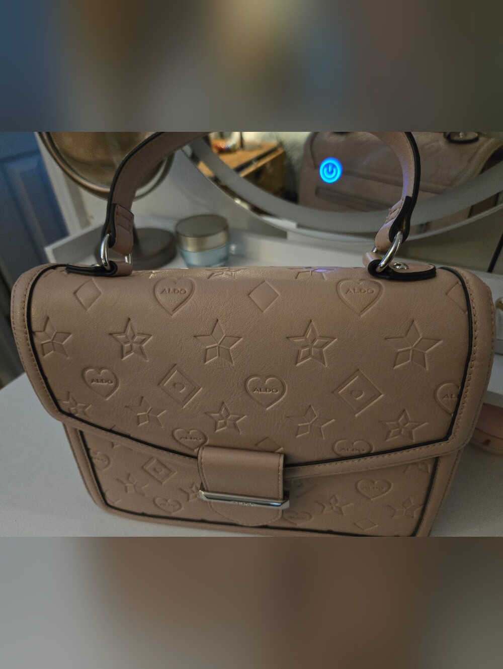 Aldo Embossed Pink Peach Top Handle Bag